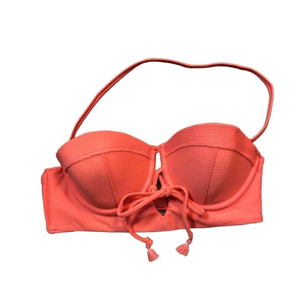 Coral orange Cape Juby coral underwire push up plunge bikini top size S
